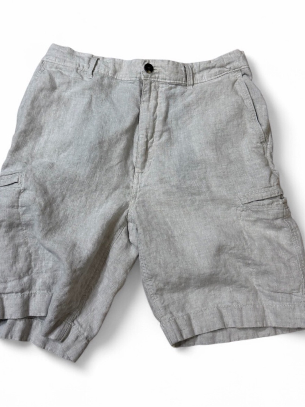 Caribbean Light Gray Linen Cargo Shorts